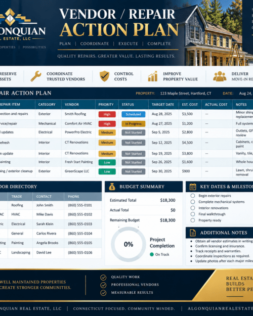 Vendor / Repair Action Plan